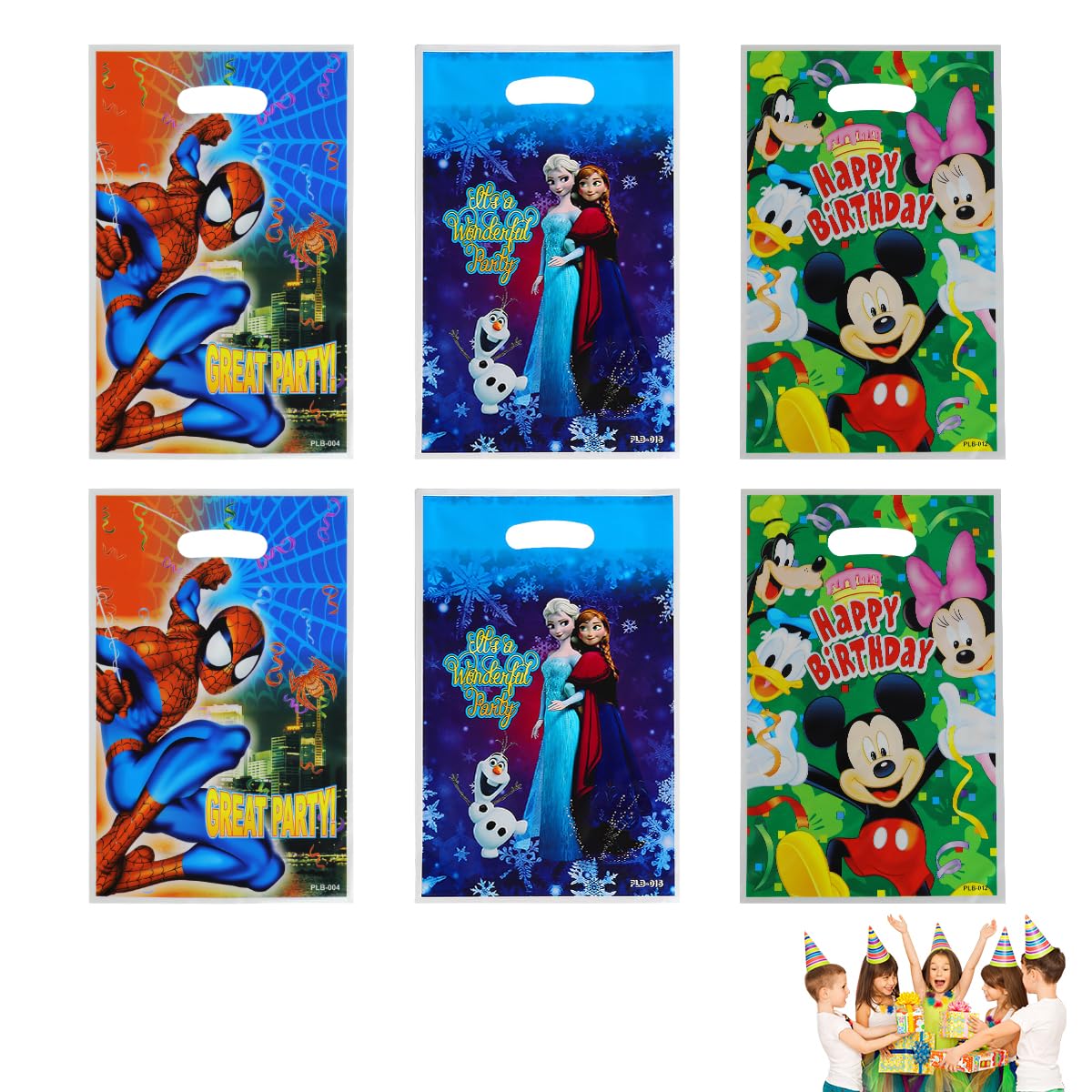 HASTHIP 60Pcs Superhero Spiderman, Mickey, Frozen Cute Party Gift Bags Candy Favors Bags for Kids Birthday Cartoon Theme Party Baby Shower Decorations HASTHIP 60Pcs Superhero Spiderman, Mickey, Frozen Cute Party Gift Bags Candy Favors Bags for Kids Birthday Cartoon Theme Party Baby Shower Decorations
